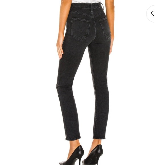 AGOLDE Riley Crop Jeans Black Wash Denim High Rise Button Fly Womens Size 29 - Picture 4 of 15